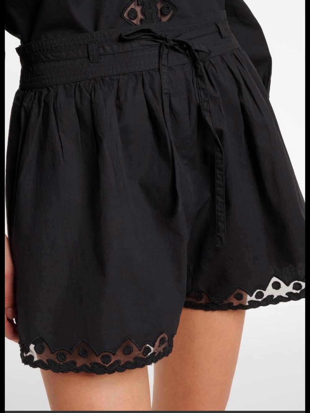 Ulla Johnson Ellen Black High-Waist Lace Trim Shorts